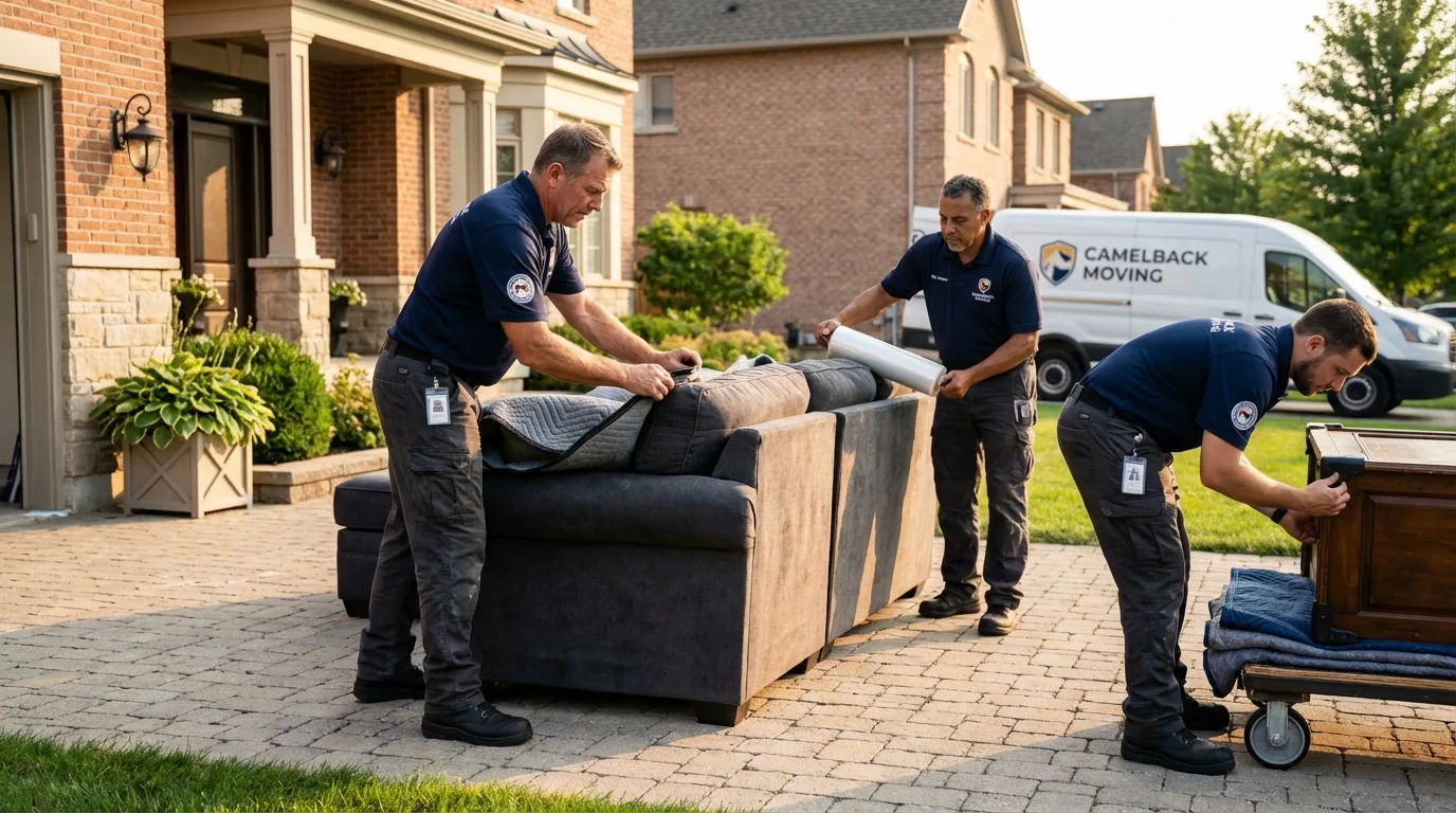 Large estate moving crew wrapping furniture in Nanuet, NY